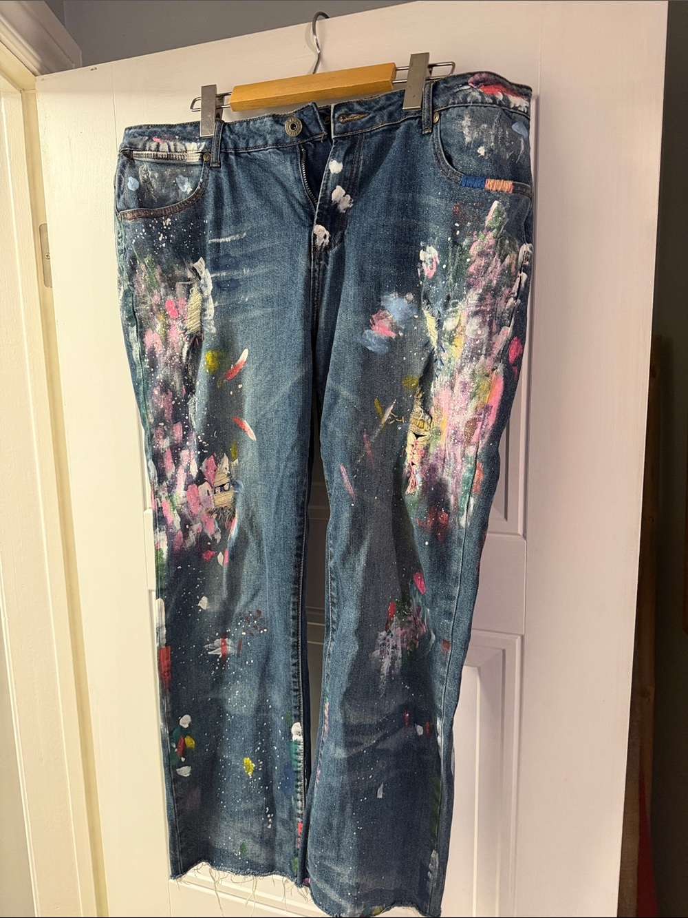 Cartise Paint-Splatter Women's Denim Jeans - Blue